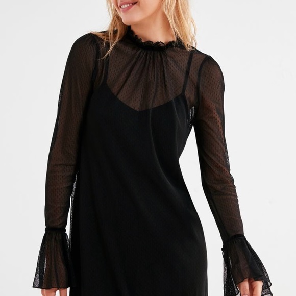 Kimchi Blue Ruffle Mock-Neck Mesh Dress - Picture 2 of 5